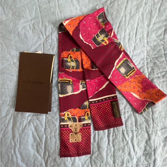 Louis Vuitton Accessories - Louis Vuitton Fuchsia and Burgundy 100% Silk Bandeau With Original Receipt
